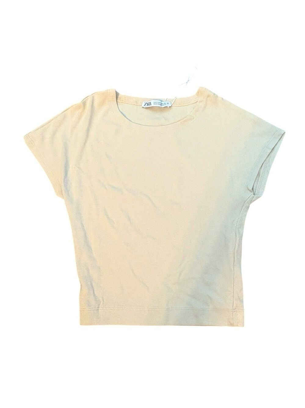 Zara Beige Cropped Tee Casual Top Size Small NWOT